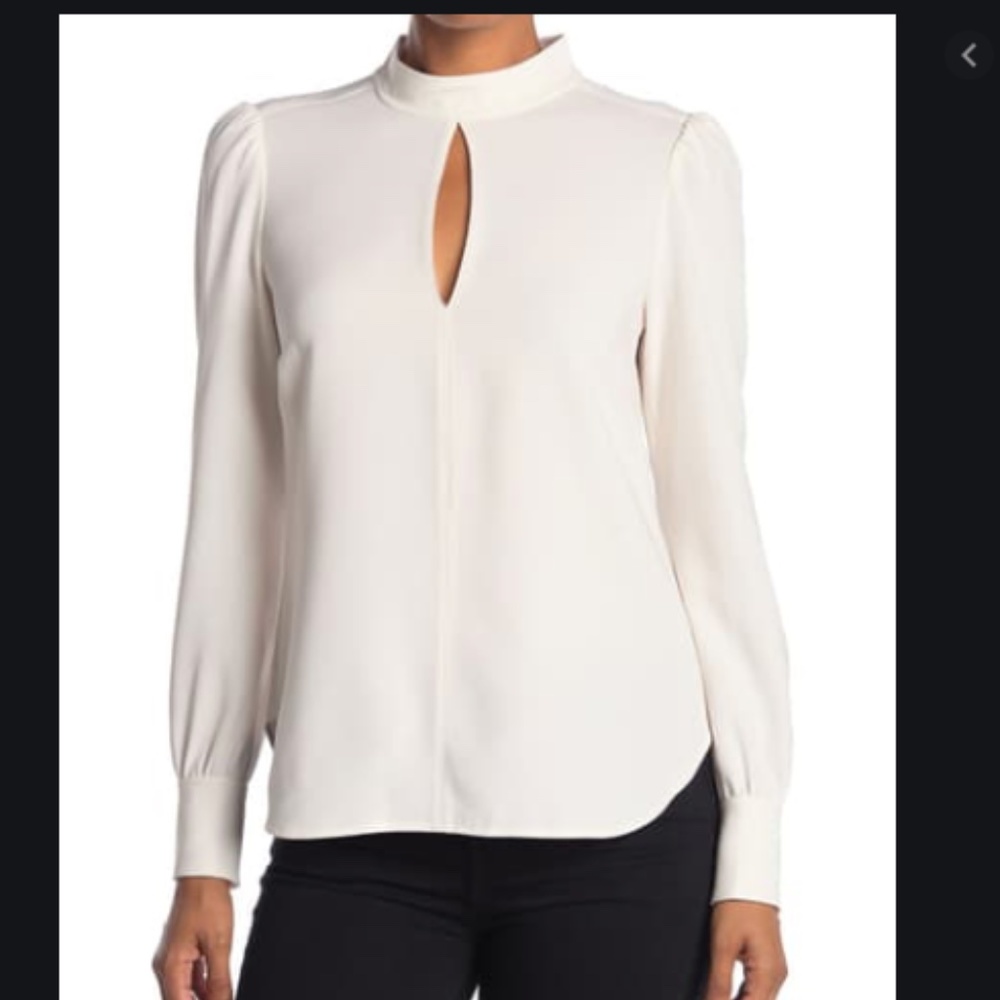 A.L.C. Cream Keyhole Long-Sleeve Blouse